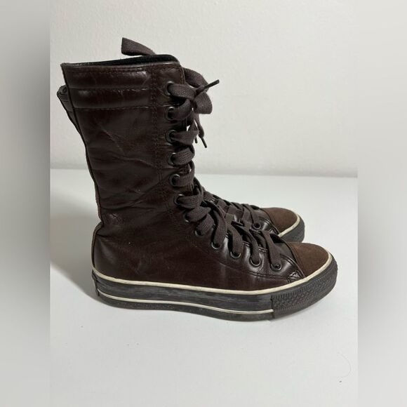 Vintage Converse Brown Leather/Suede Hi Top Sneakers Lace Up size 5,5 Y2K - Picture 6 of 10